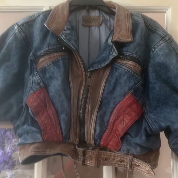 Cute Vintage Havoc Denim/jean leather distressed jacket - Picture 2 of 14